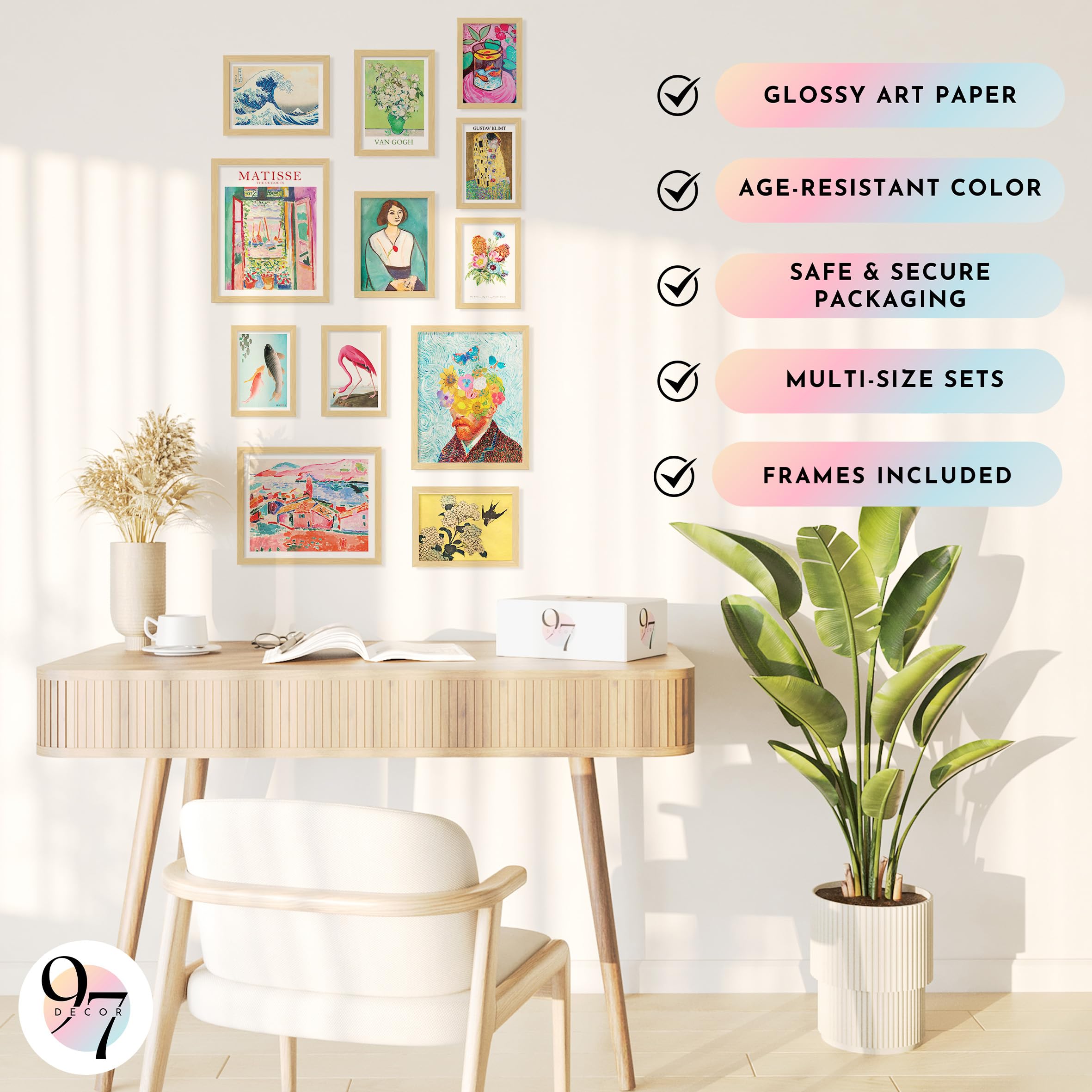 Amazon.com: 97 Decor Eclectic FRAMED Wall Art Set - Colorful